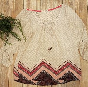 2/$20 Rewind Pretty BOHO Top Blouse Medium M